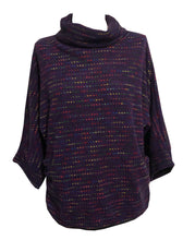 Load image into Gallery viewer, Ladies Purple multi coloured spotty Cowl Neck Jumper with Pockets (A93)
