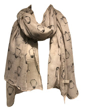 Load image into Gallery viewer, Beige with black baby penguins long soft scarf
