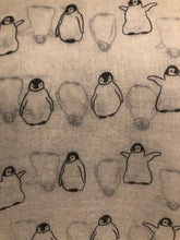 Load image into Gallery viewer, Beige with black baby penguins long soft scarf
