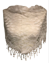 Load image into Gallery viewer, Pamper Yourself Now White Leaves Designs lace Triangle Scarf. a Lovely Fashion Item. Fantastic Gift
