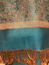 Load image into Gallery viewer, Blue/Camel Pashmina Style Scarf, Lovely Soft - Lovely Summer wrap, Fantastic Gift
