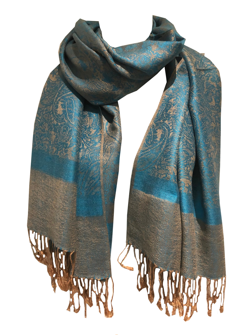Blue/Camel Pashmina Style Scarf, Lovely Soft - Lovely Summer wrap, Fantastic Gift