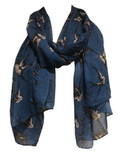 Load image into Gallery viewer, Pamper Yourself Now Blue Big Swallow Scarf
