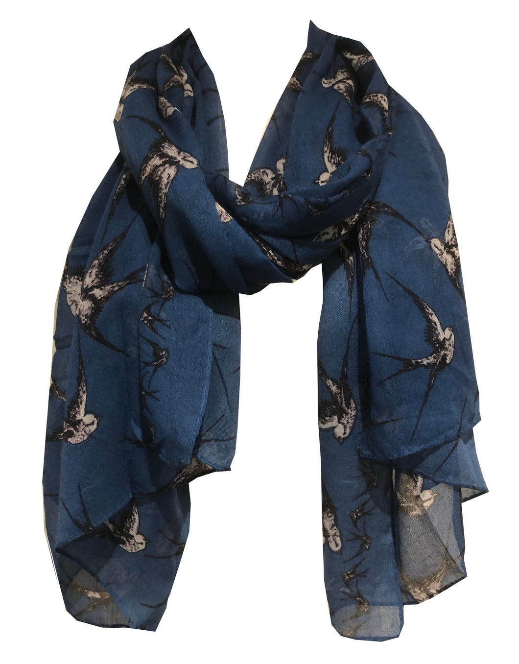 Pamper Yourself Now Blue Big Swallow Scarf