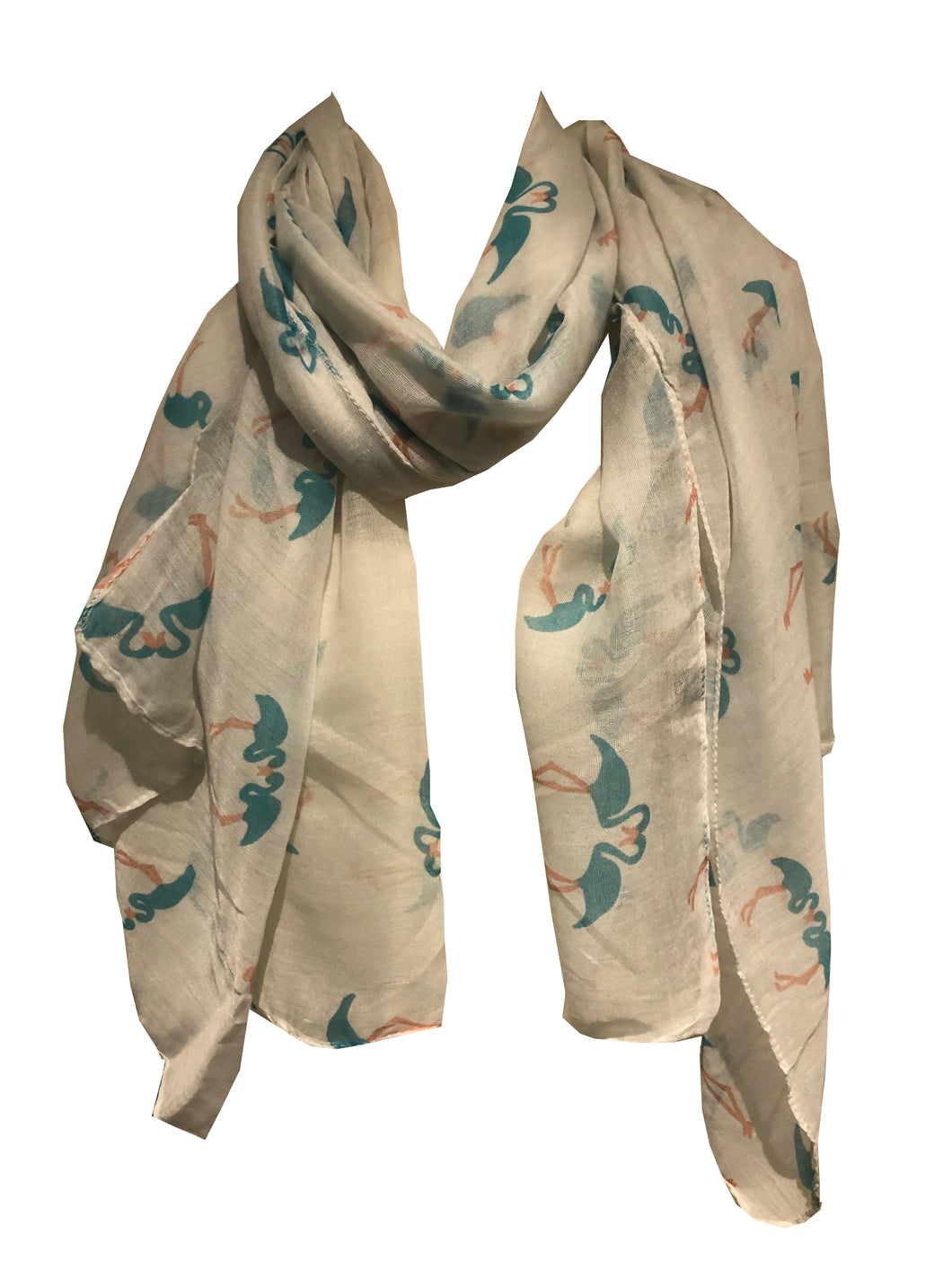 Pamper Yourself Now White Kissing Flamingo Long Soft Scarf