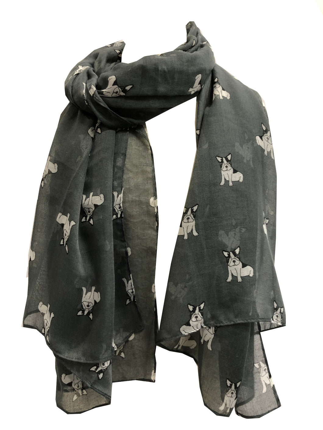 Pamper Yourself Now Grey French Bulldog Dog Long Scarf