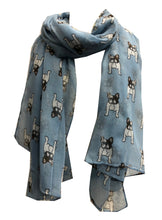 Load image into Gallery viewer, Pamper Yourself Now Light Blue French Bulldog Dog Long Scarf
