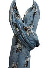 Load image into Gallery viewer, Pamper Yourself Now Light Blue French Bulldog Dog Long Scarf
