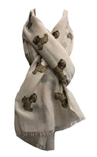 Load image into Gallery viewer, Cute pug dogs, Long Scarf with frayed edge for women.
