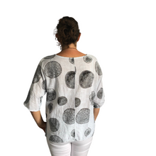 Load image into Gallery viewer, White with Black Bark Design 3/4 Sleeves Top with Necklace. (A121)
