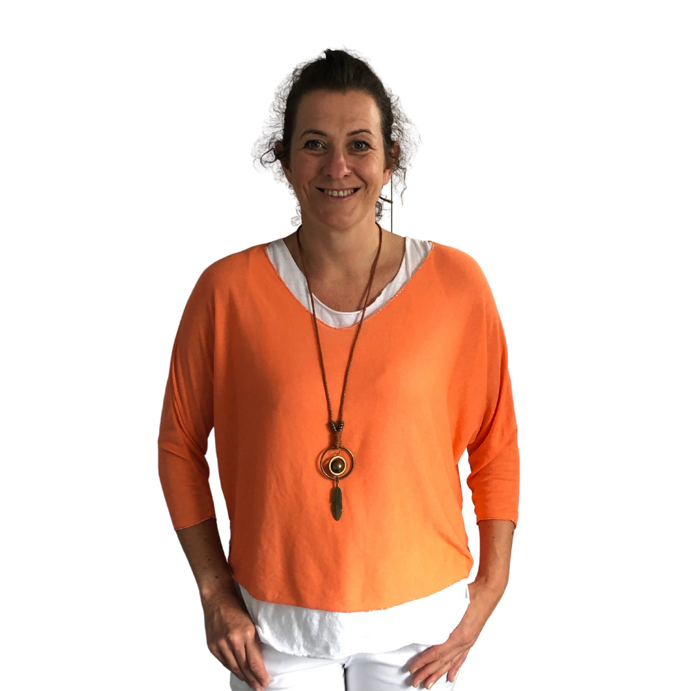 Ladies orange Layer Top with Necklace (A91)