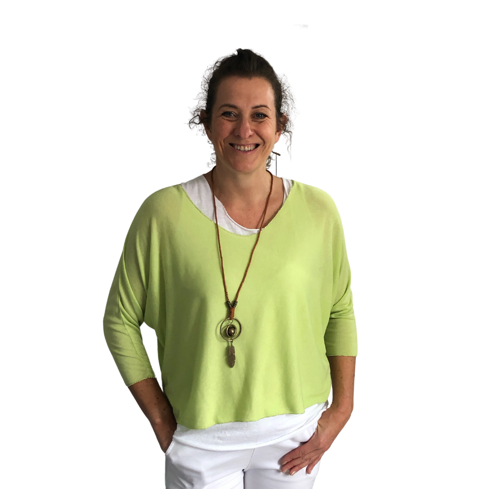 Ladies Lime green Layer Top with Necklace (A91)