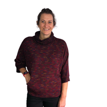 Load image into Gallery viewer, Ladies burgundy multi coloured spotty Cowl Neck Jumper with Pockets (A93)
