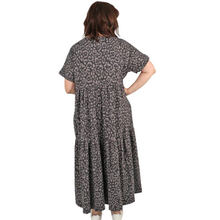 Load image into Gallery viewer, Ladies oversize Grey Leopard Print Tiered Short Sleeve Dress (A129G)
