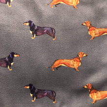 Load image into Gallery viewer, Ladies Luxury Grey Dachshund scarf/ wrap with tassels.
