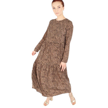 Load image into Gallery viewer, Ladies Neutral Small Leopard Print Tiered Dress (A128N)
