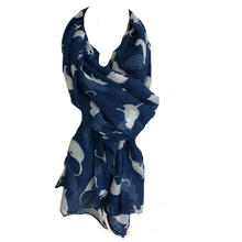 Load image into Gallery viewer, Ladies Navy blue with White Cats Scarf/wrap.
