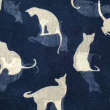 Load image into Gallery viewer, Ladies Navy blue with White Cats Scarf/wrap.
