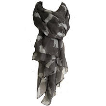 Load image into Gallery viewer, Ladies Grey with White Cats Scarf/wrap.
