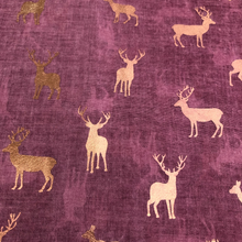 Load image into Gallery viewer, Ladies Purple with rose Gold Deer Scarf/wrap
