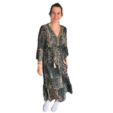 Load image into Gallery viewer, Ladies long Green animal print dress (A125)
