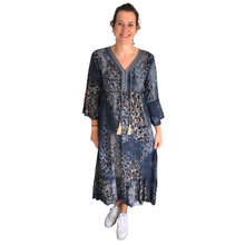 Load image into Gallery viewer, Ladies long Navy blue animal print dress (A125)
