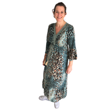 Load image into Gallery viewer, Ladies long Petrol animal print dress (A125)
