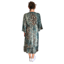 Load image into Gallery viewer, Ladies long Petrol animal print dress (A125)
