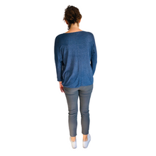 Load image into Gallery viewer, Ladies Denim Blue V-neck Jumper (A126)
