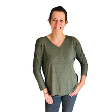 Load image into Gallery viewer, Ladies Khaki V-neck Jumper (A126)
