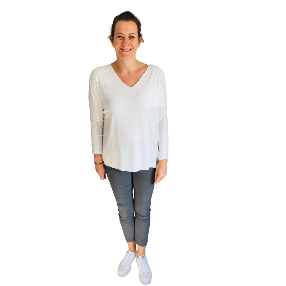 Ladies white v neck jumper best sale