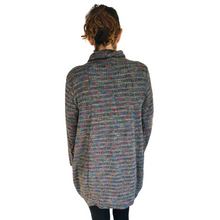 Load image into Gallery viewer, Ladies Long Dark grey multi coloured spotty Cowl Neck Jumper (A124)
