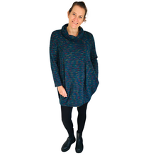 Load image into Gallery viewer, Ladies Long Teal multi coloured spotty Cowl Neck Jumper (A124)
