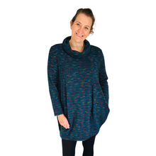 Load image into Gallery viewer, Ladies Long Teal multi coloured spotty Cowl Neck Jumper (A124)
