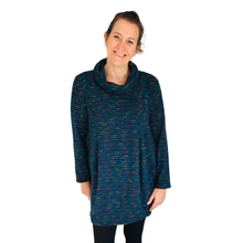 Load image into Gallery viewer, Ladies Long Teal multi coloured spotty Cowl Neck Jumper (A124)
