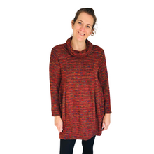Load image into Gallery viewer, Ladies Long Rust multi coloured spotty Cowl Neck Jumper (A124)
