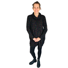 Load image into Gallery viewer, Ladies Long Black multi coloured spotty Cowl Neck Jumper (A124)
