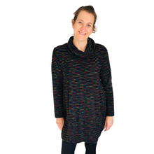Load image into Gallery viewer, Ladies Long Black multi coloured spotty Cowl Neck Jumper (A124)
