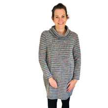 Load image into Gallery viewer, Ladies Long Light Grey multi coloured spotty Cowl Neck Jumper (A124)
