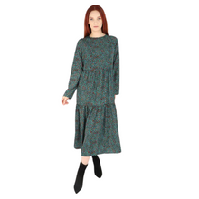 Load image into Gallery viewer, Ladies Teal Small Leopard Print Tiered Dress (A128T)
