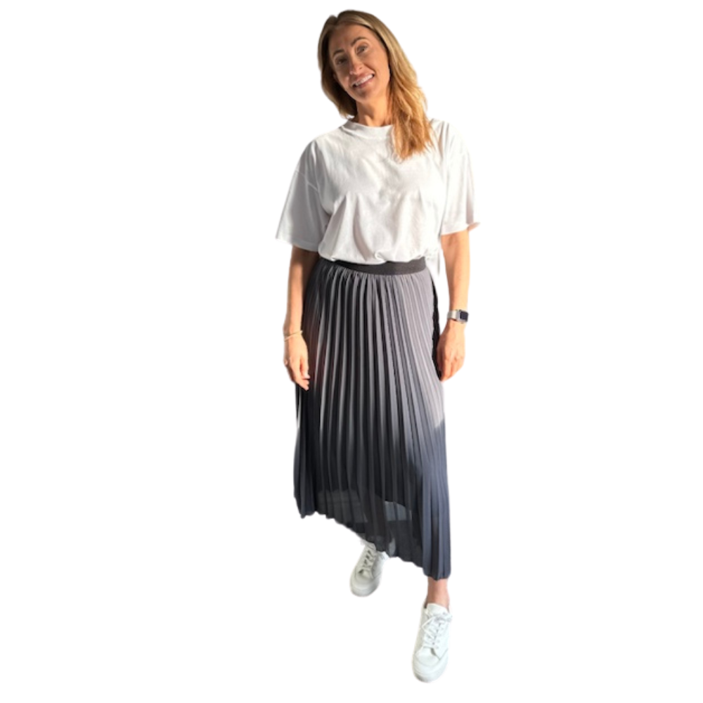 Ladies grey pleated skirt uk hotsell