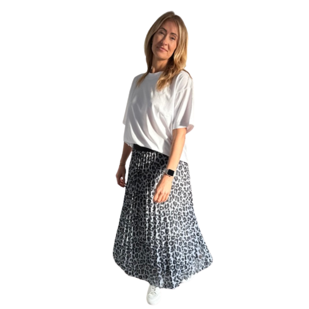 Grey leopard maxi skirt hotsell