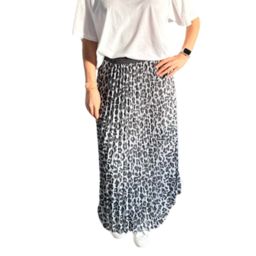 Grey leopard sales print maxi skirt