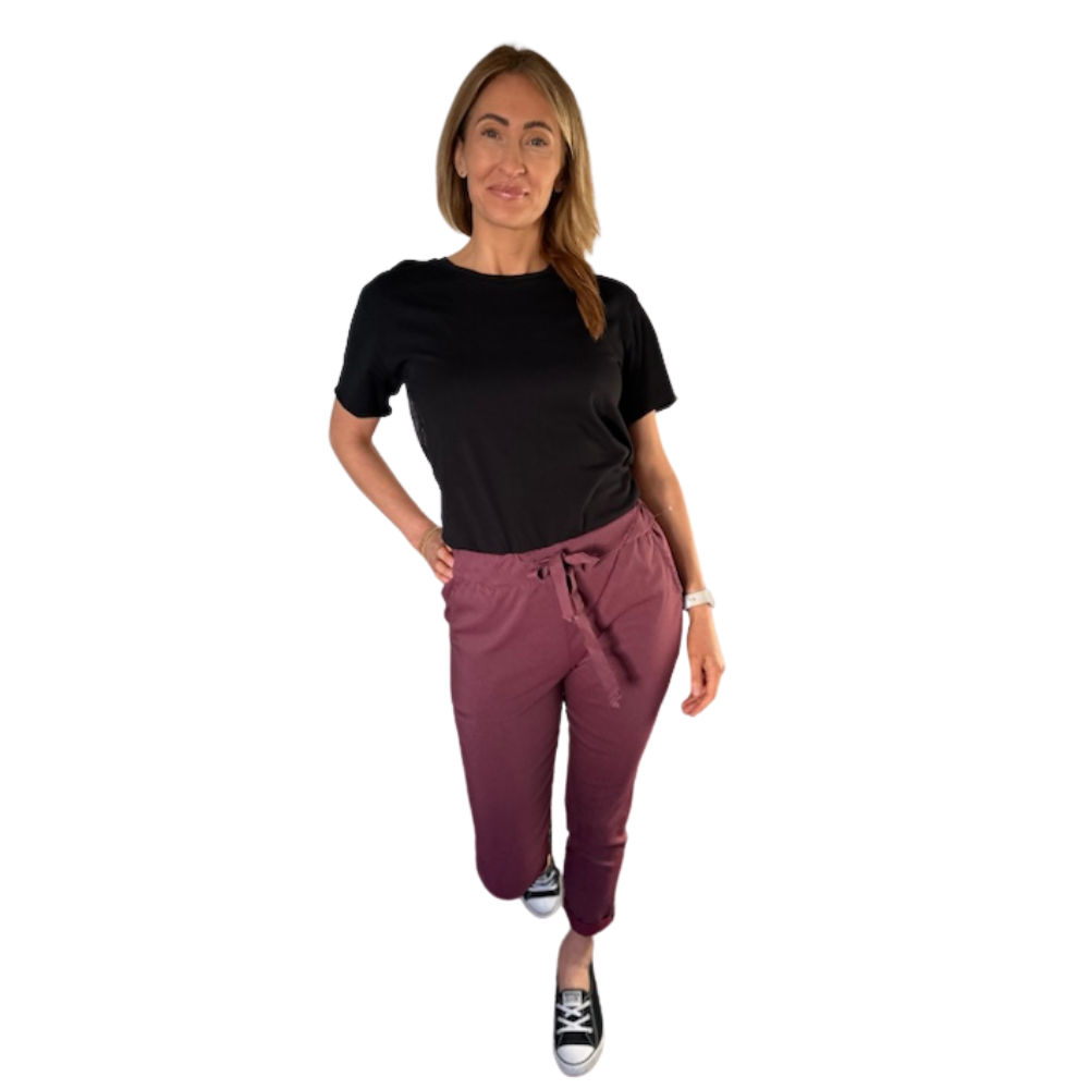 Ladies Italian Burgundy Magic Pants trousers