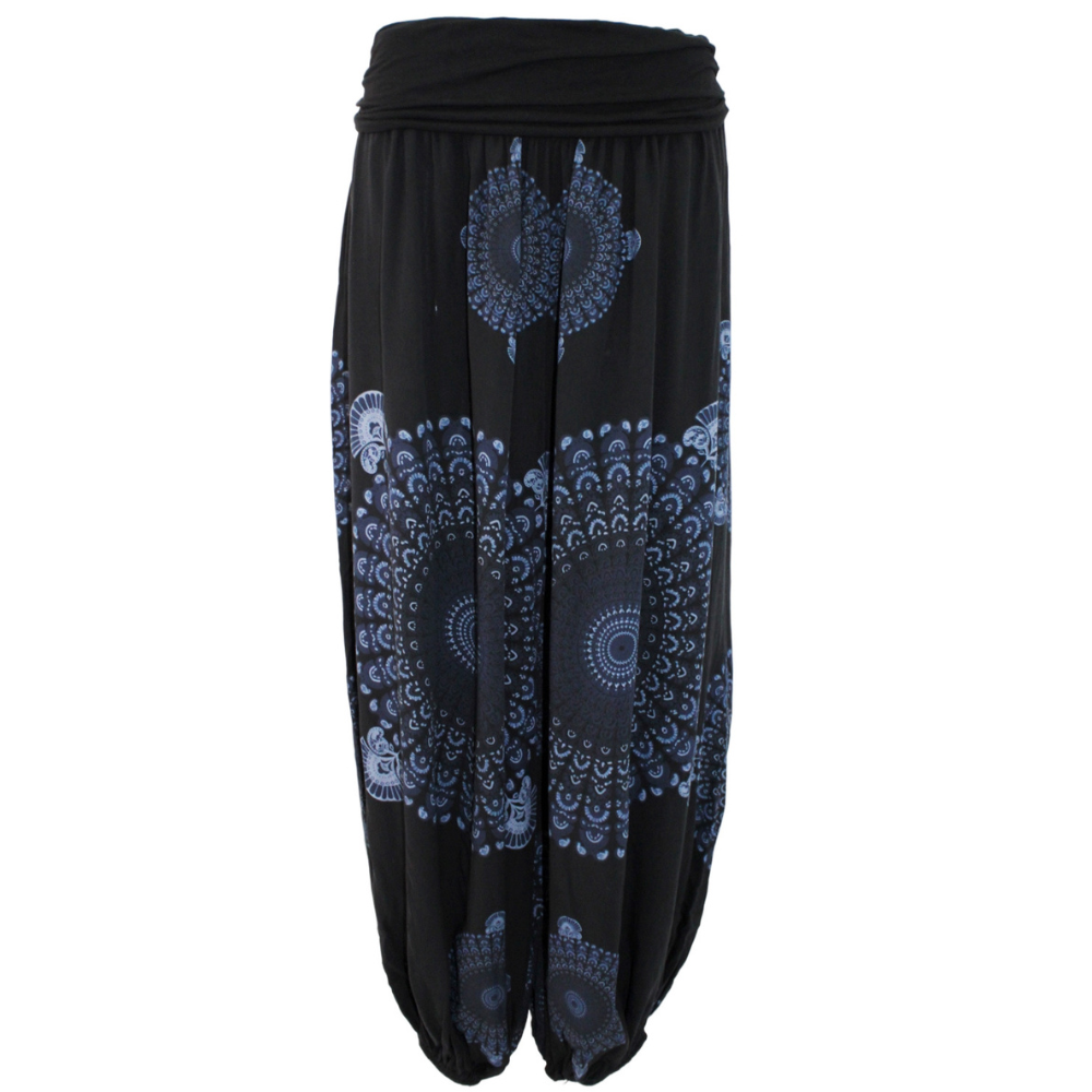 Black Mandala Print harem Trousers for women  (142)