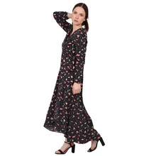 Load image into Gallery viewer, Green Pink Large Leopard Wrap Dress with cap sleeves and pockets.  (A142)
