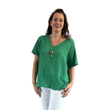 Load image into Gallery viewer, Green Plain Crinkle cotton top for women. (A147)
