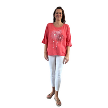 Load image into Gallery viewer, Coral  with Heart firework T shirt  100% cotton (A108)
