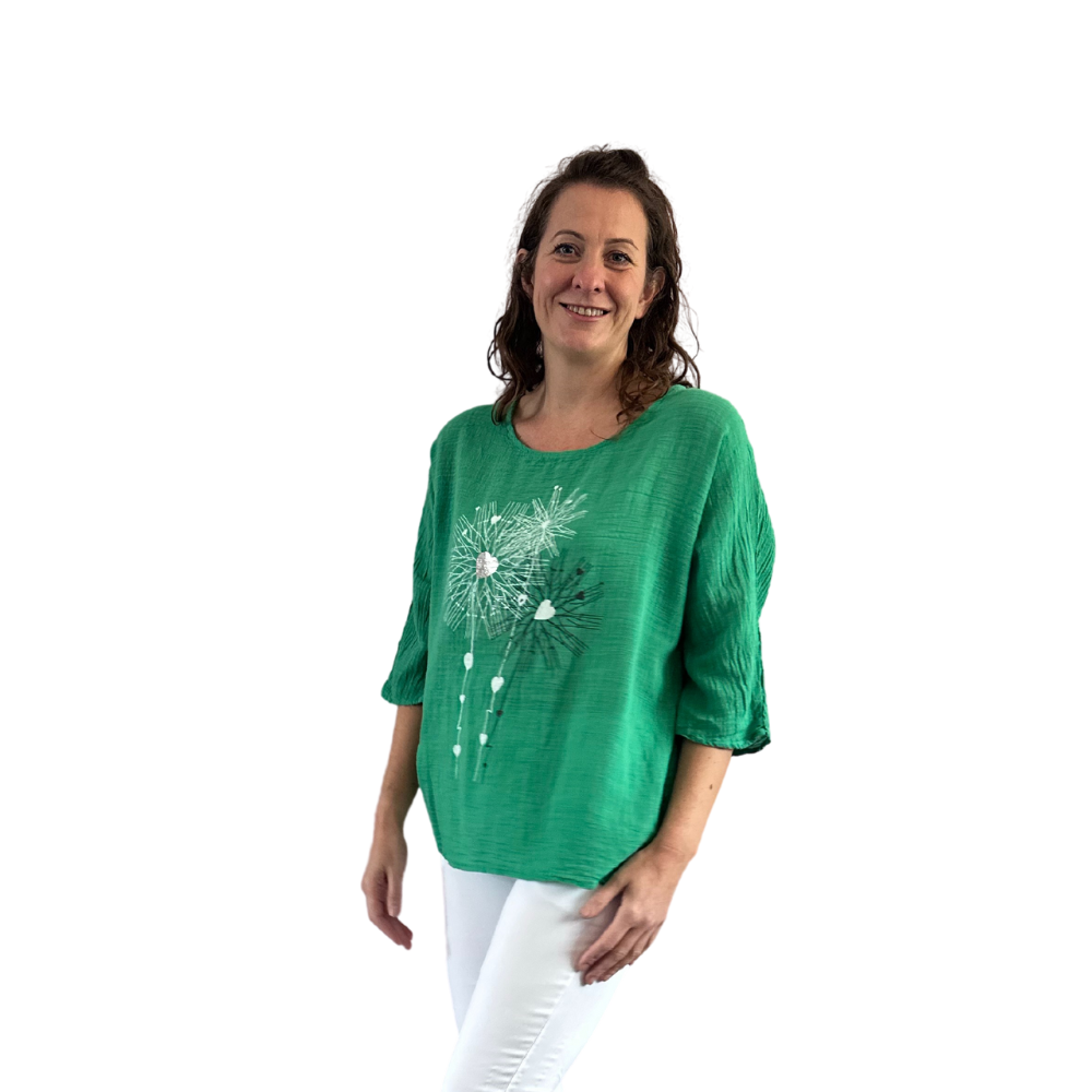 Green with Heart firework T shirt  100% cotton (A108)