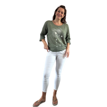 Load image into Gallery viewer, Khaki Greenn with Heart firework T shirt for women  (A108)
